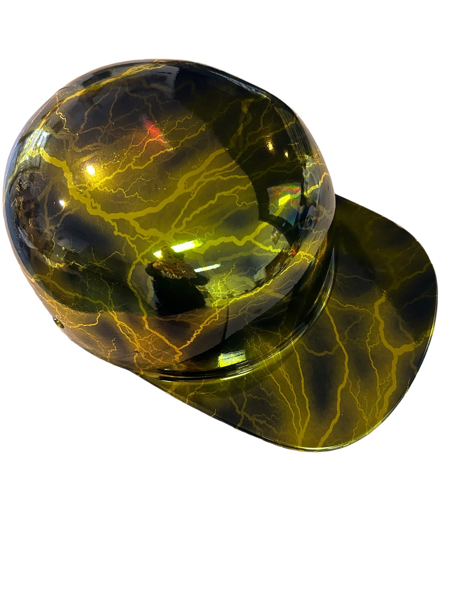 Custom Gold Chrome lightning Flatboy Mikes Pro Lid novelty helmet