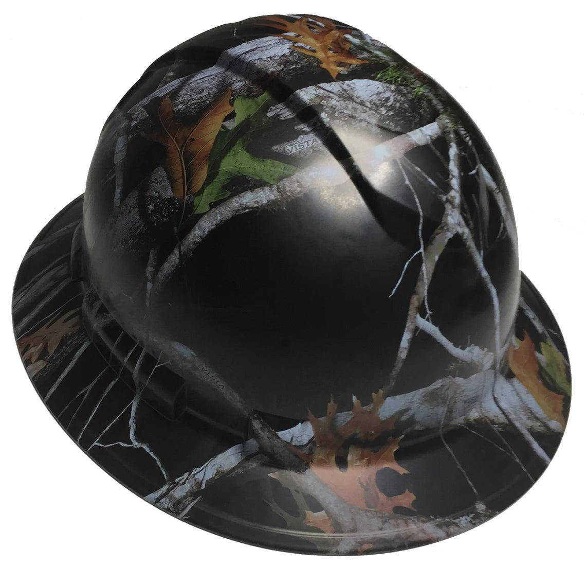 Custom Hydro Dipped Hard Hat Black Vista Camo Full Brim Ridgeline