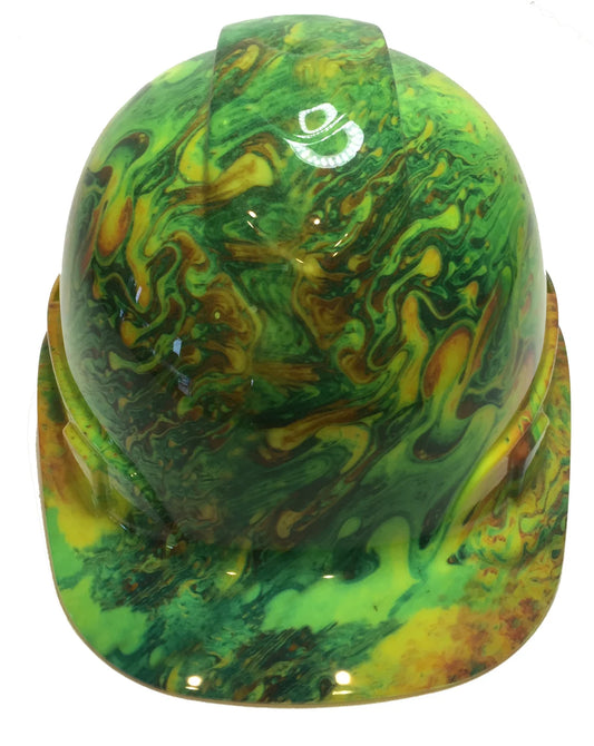 Hydro Dipped Hard Hat Ridgeline Cap Style Custom Hi Vis Green Slicked Out