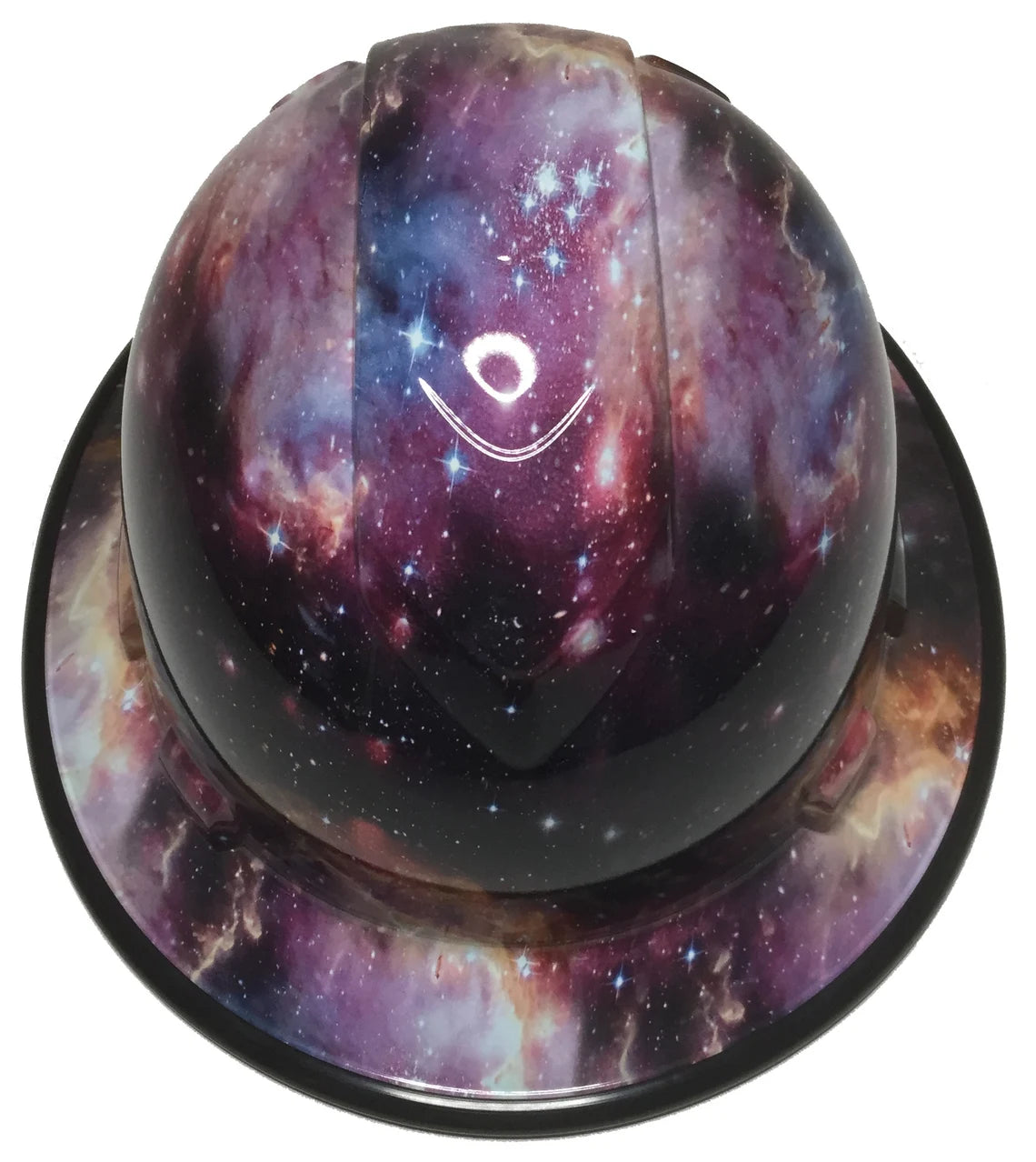 Custom Hard Hat Galaxy Hydro Dipped With Black EdgeGard Full Brim Ridgeline