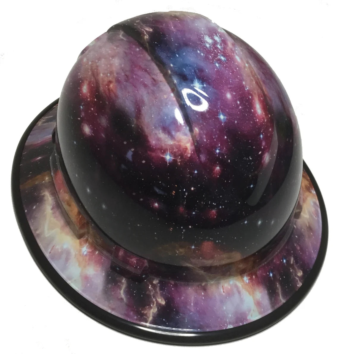 Custom Hard Hat Galaxy Hydro Dipped With Black EdgeGard Full Brim Ridgeline