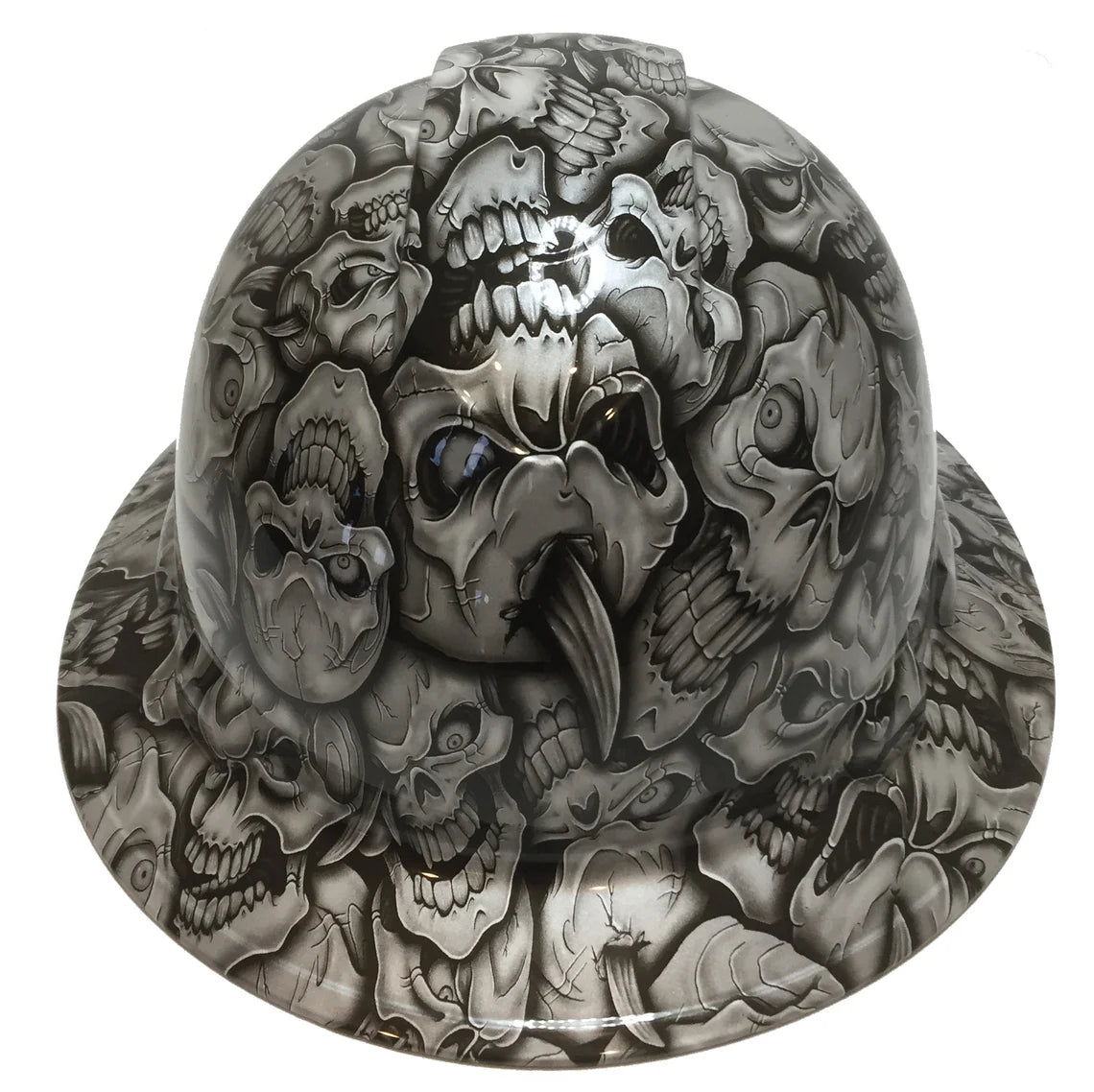 Custom Hard Hat Pearl White Insanity Skulls Full Brim Ridgeline