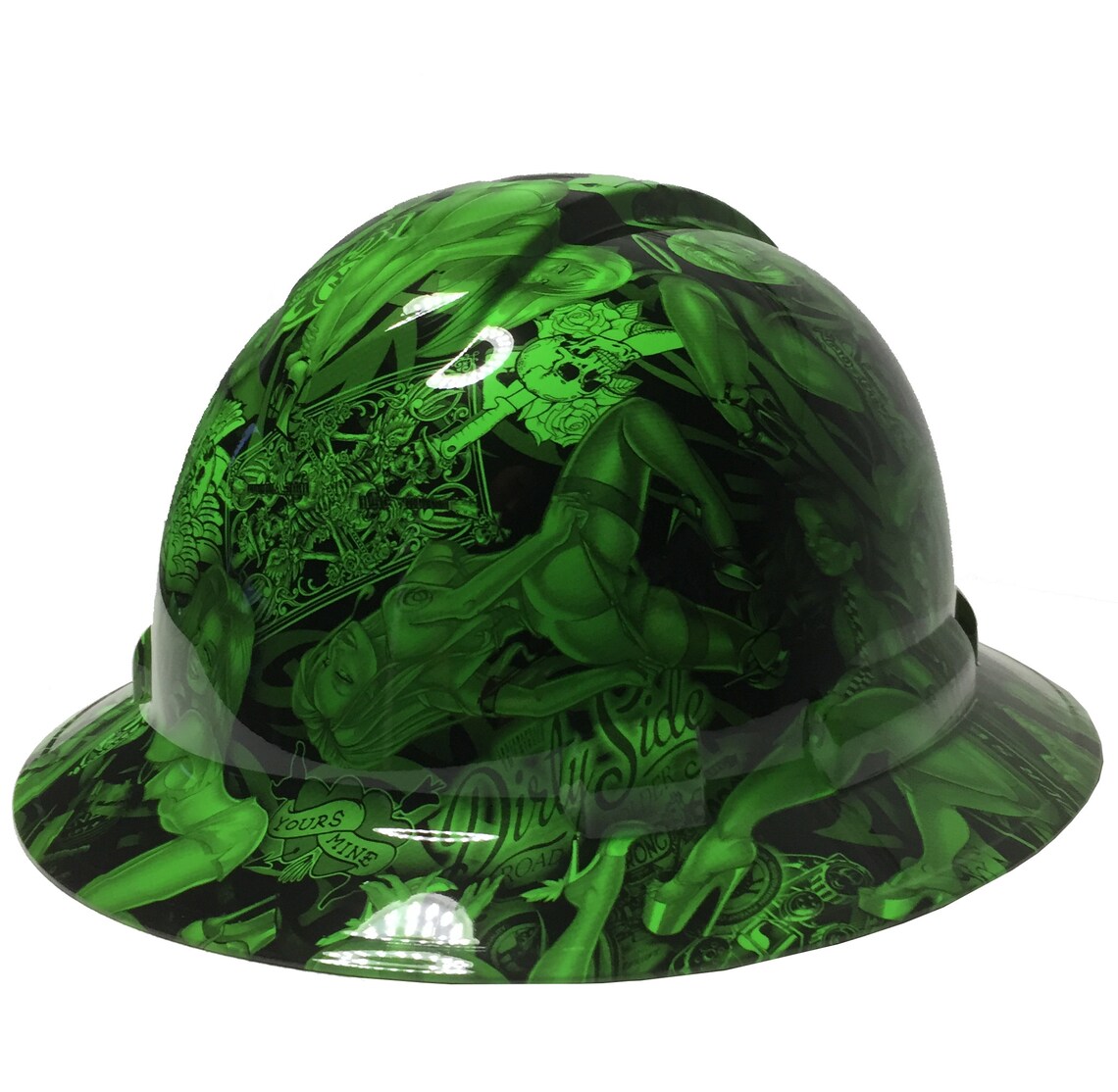 Custom Hard Hat Alien Green Naughty Boy Full Brim Ridgeline