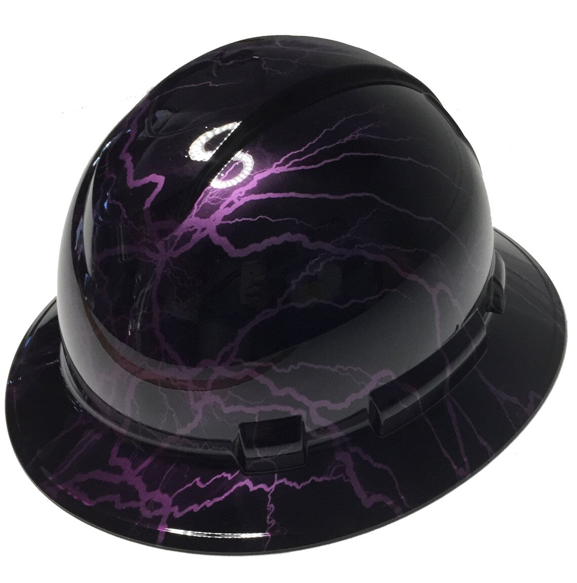 Custom Hard Hat Kandy Purple Lightning Hydro Dipped Full Brim Ridgeline