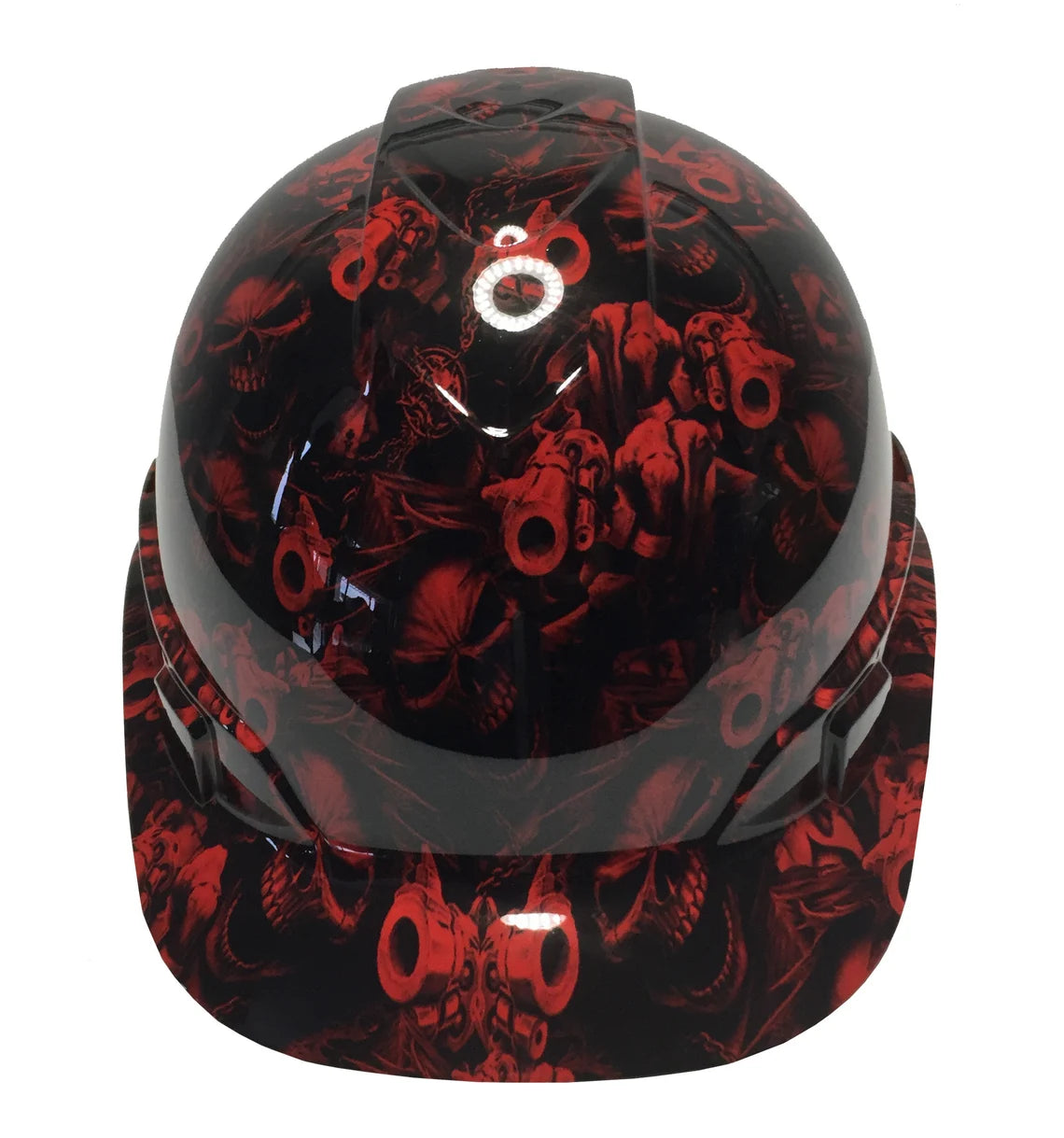 Hard Hat Ridgeline Cap Style Custom Red Gangster Skulls