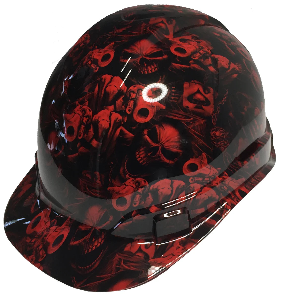 Hard Hat Ridgeline Cap Style Custom Red Gangster Skulls