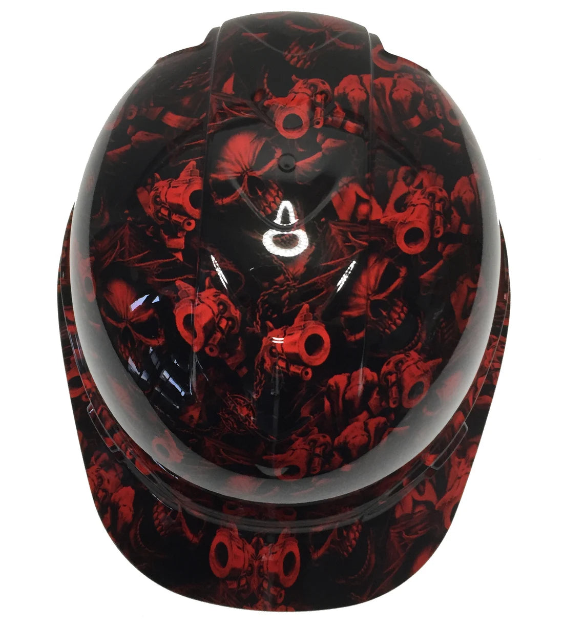 Hard Hat Ridgeline Cap Style Custom Red Gangster Skulls