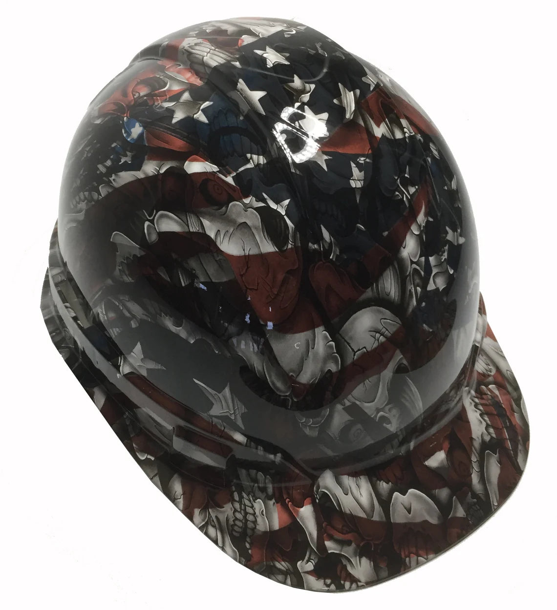 Custom Hard Hat American Flag Insanity Skulls Cap Style Ridgeline