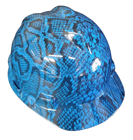 Hard Hat MSA V-Gard Cap Style Custom Blue Snake Skin