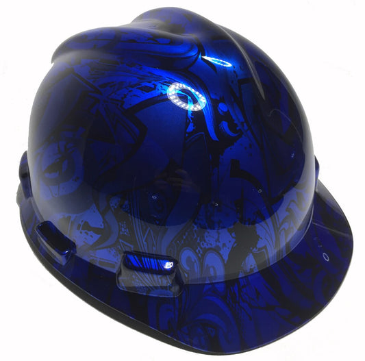 Custom hydro Dipped Hard Hat Blue Kandy Graffiti MSA VGard Cap Style