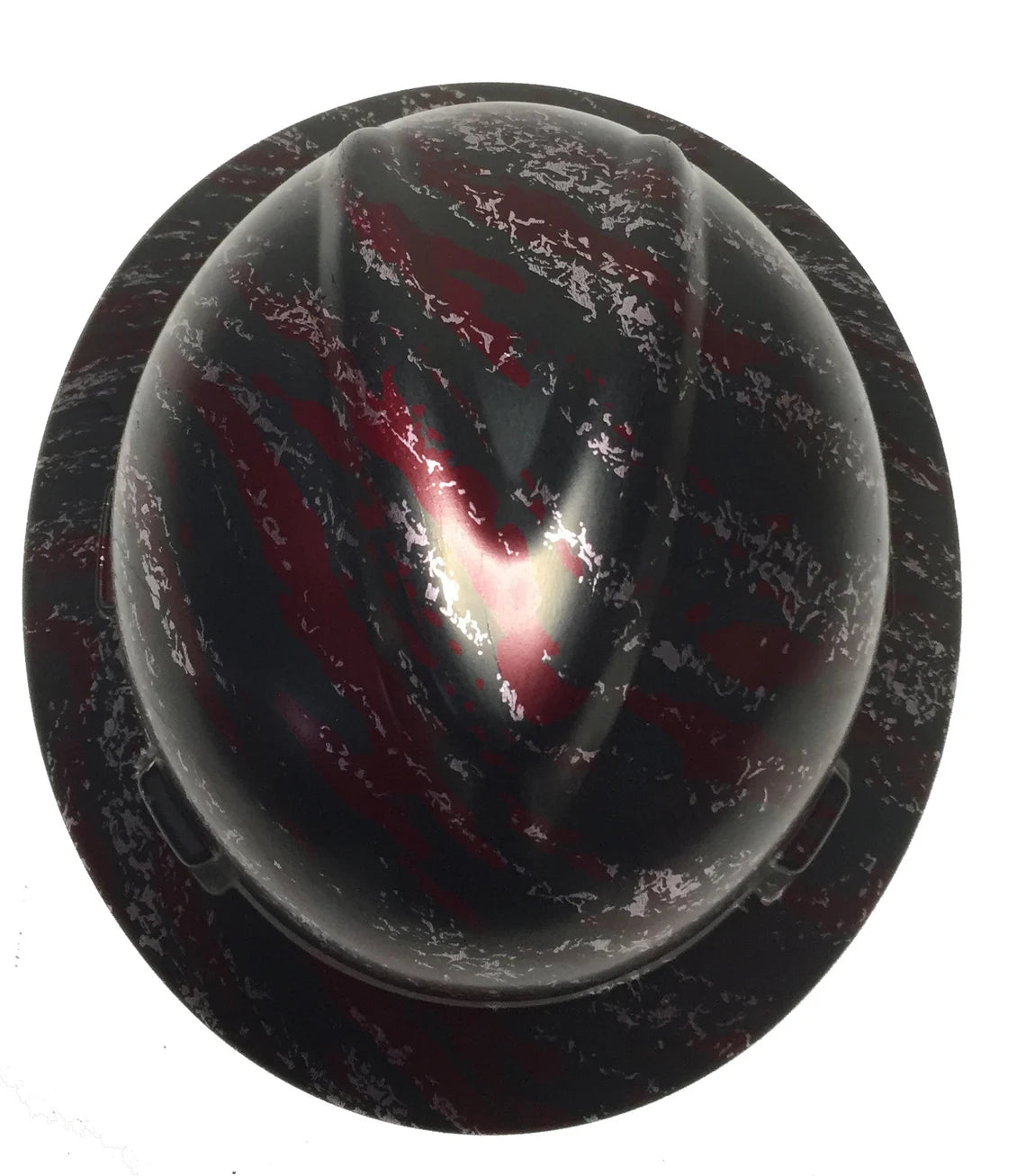 Custom Hard Hat Brandywine Red Marble Splash MSA V-Gard Full Brim