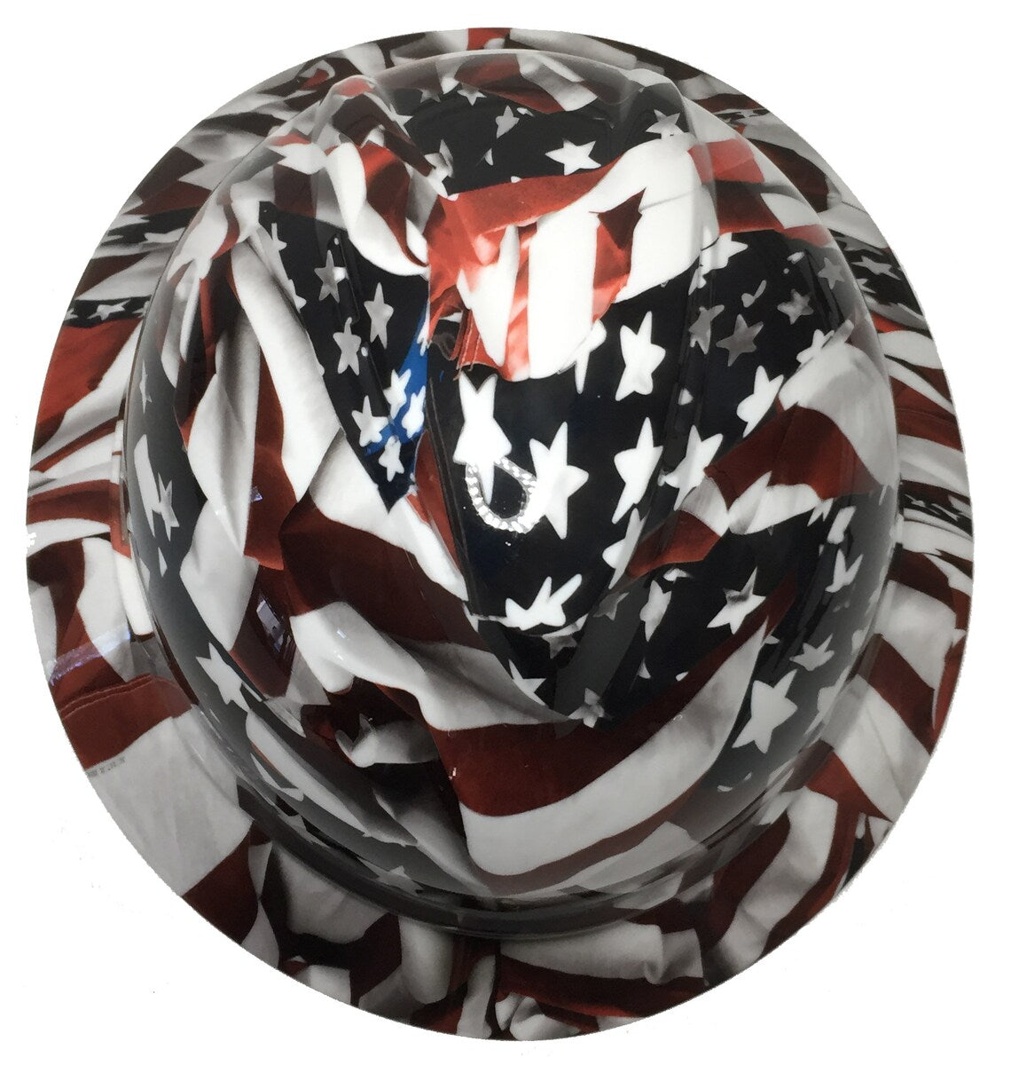 Custom Hard Hat American Flag MSA 500 Series V-Gard Full Brim 6 Point Harness