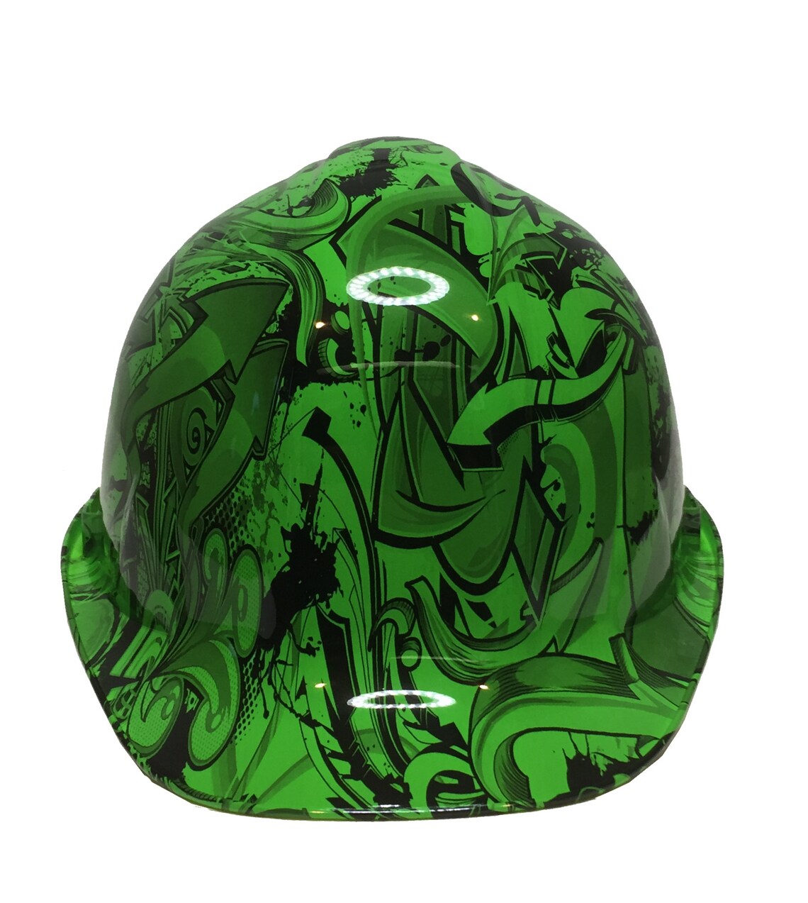 Custom Hard Hat Alien Green Graffiti SL Series Cap Style