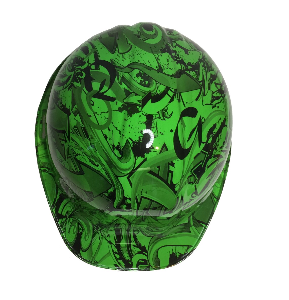 Custom Hard Hat Alien Green Graffiti SL Series Cap Style