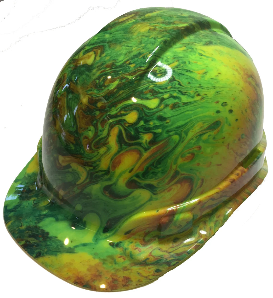 Hydro Dipped Hard Hat Ridgeline Cap Style Custom Hi Vis Green Slicked Out