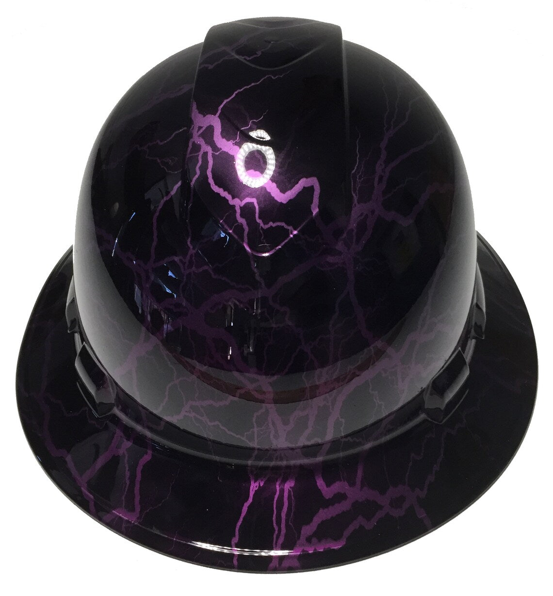 Custom Hard Hat Kandy Purple Lightning Hydro Dipped Full Brim Ridgeline