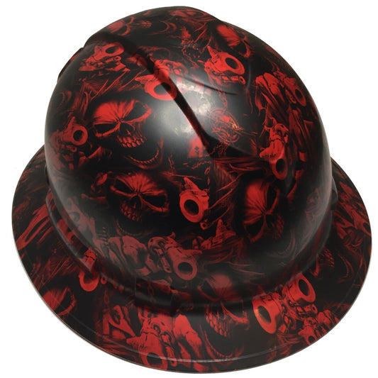 Hard Hat Ridgeline Full Brim Custom Red Gangster Skulls