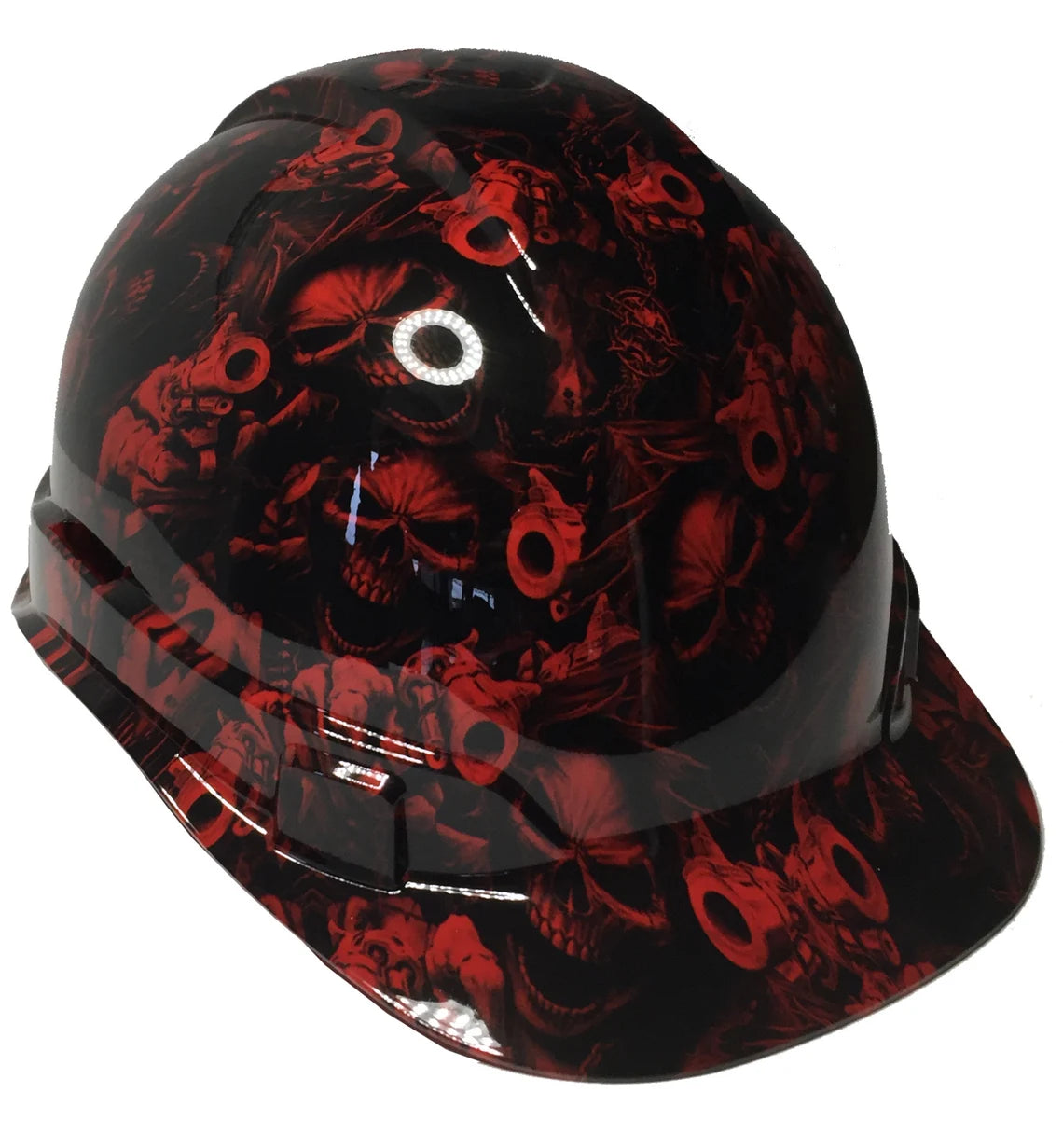 Hard Hat Ridgeline Cap Style Custom Red Gangster Skulls