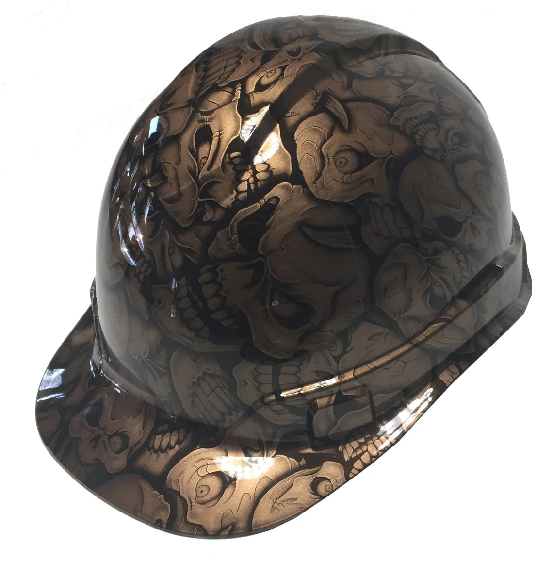 Custom Hard Hat Copper Metallic Insanity Skulls Cap Style Ridgeline