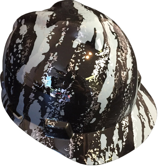 Hard Hat MSA V-Gard Cap Style Custom Gray Marble Splash