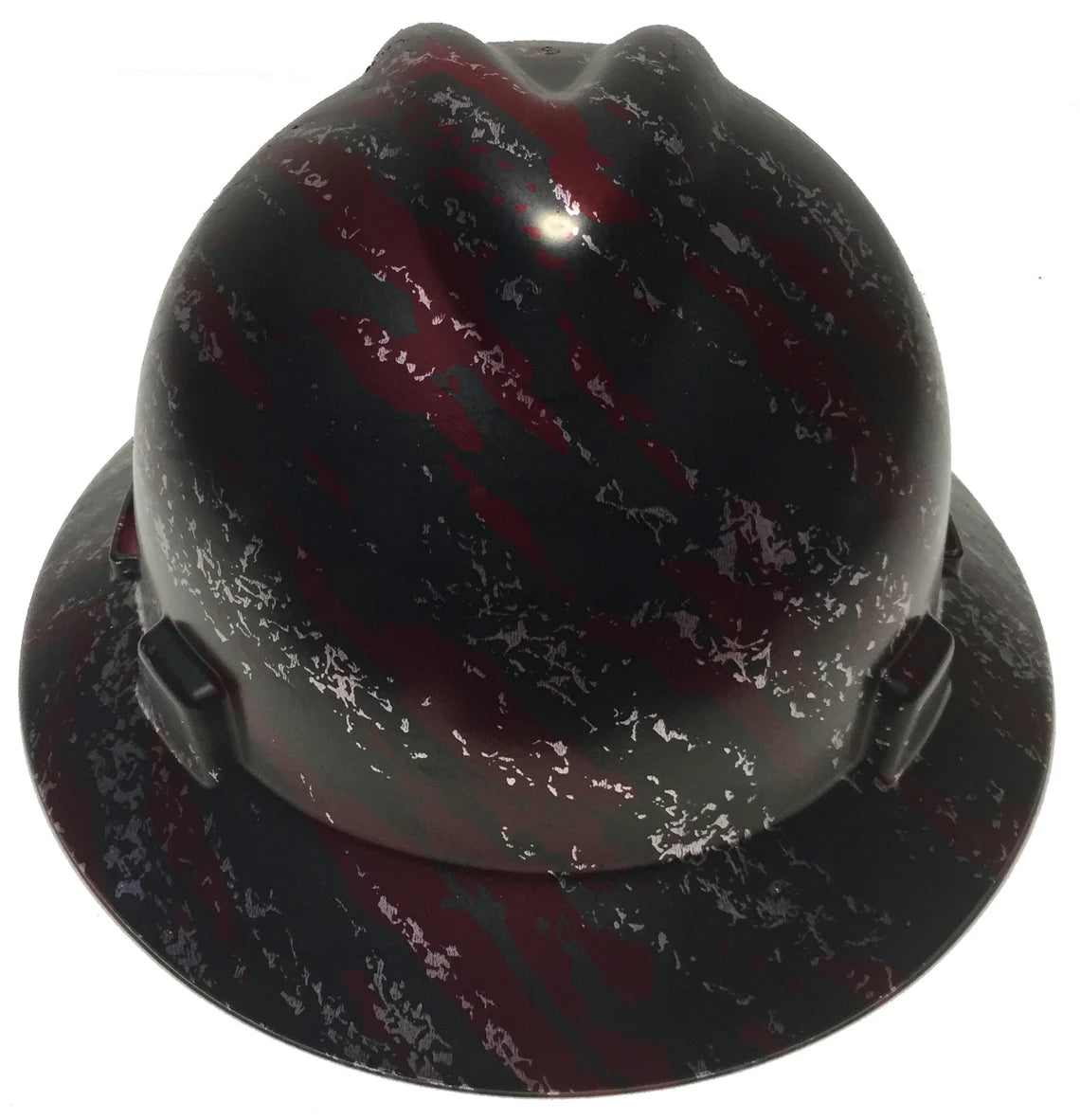 Custom Hard Hat Brandywine Red Marble Splash MSA V-Gard Full Brim