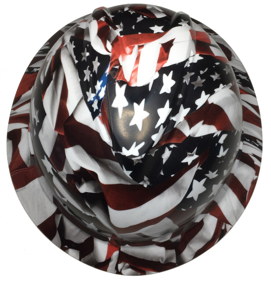 Custom Hard Hat American Flag MSA 500 Series V-Gard Full Brim 6 Point Harness