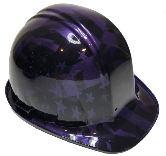 Custom Hard Hat Plum Crazy Purple Midnight American Flags SL Series Cap Style