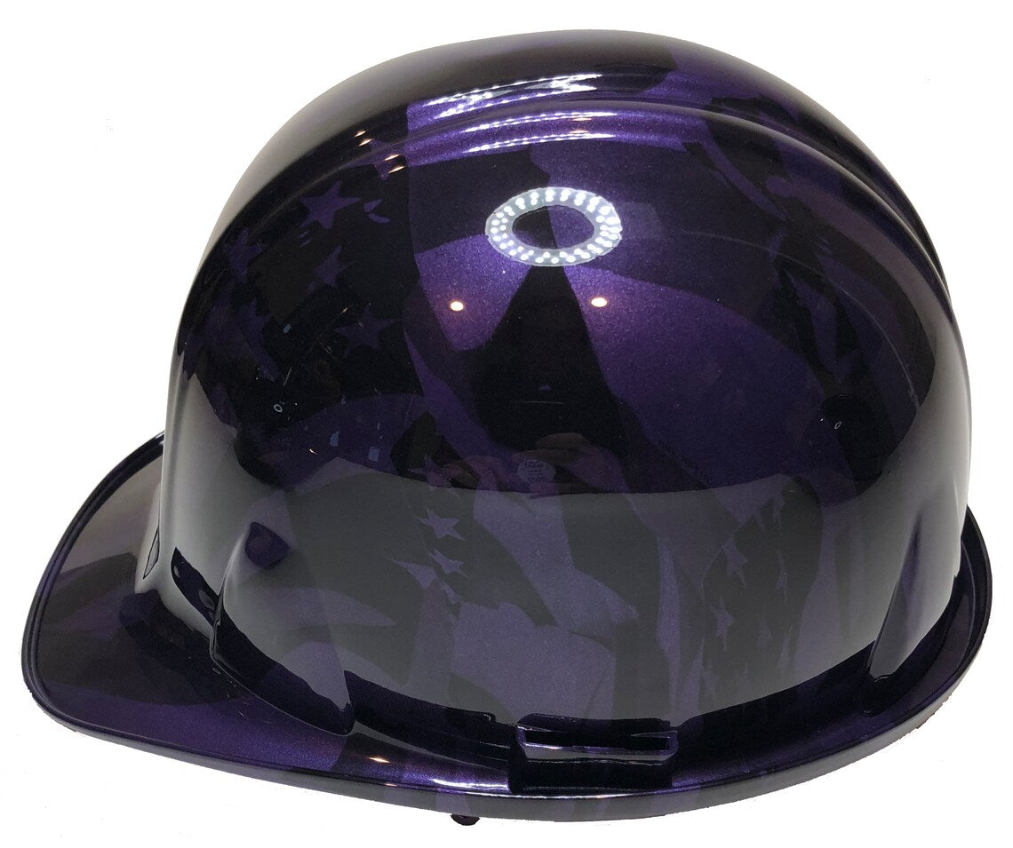 Custom Hard Hat Plum Crazy Purple Midnight American Flags SL Series Cap Style