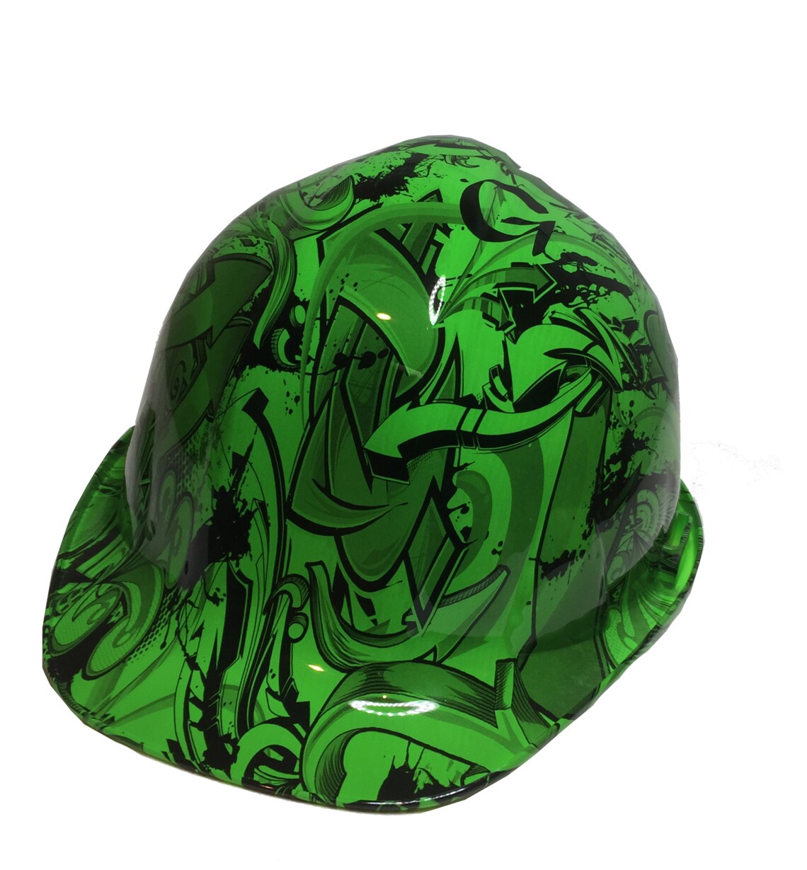 Custom Hard Hat Alien Green Graffiti SL Series Cap Style