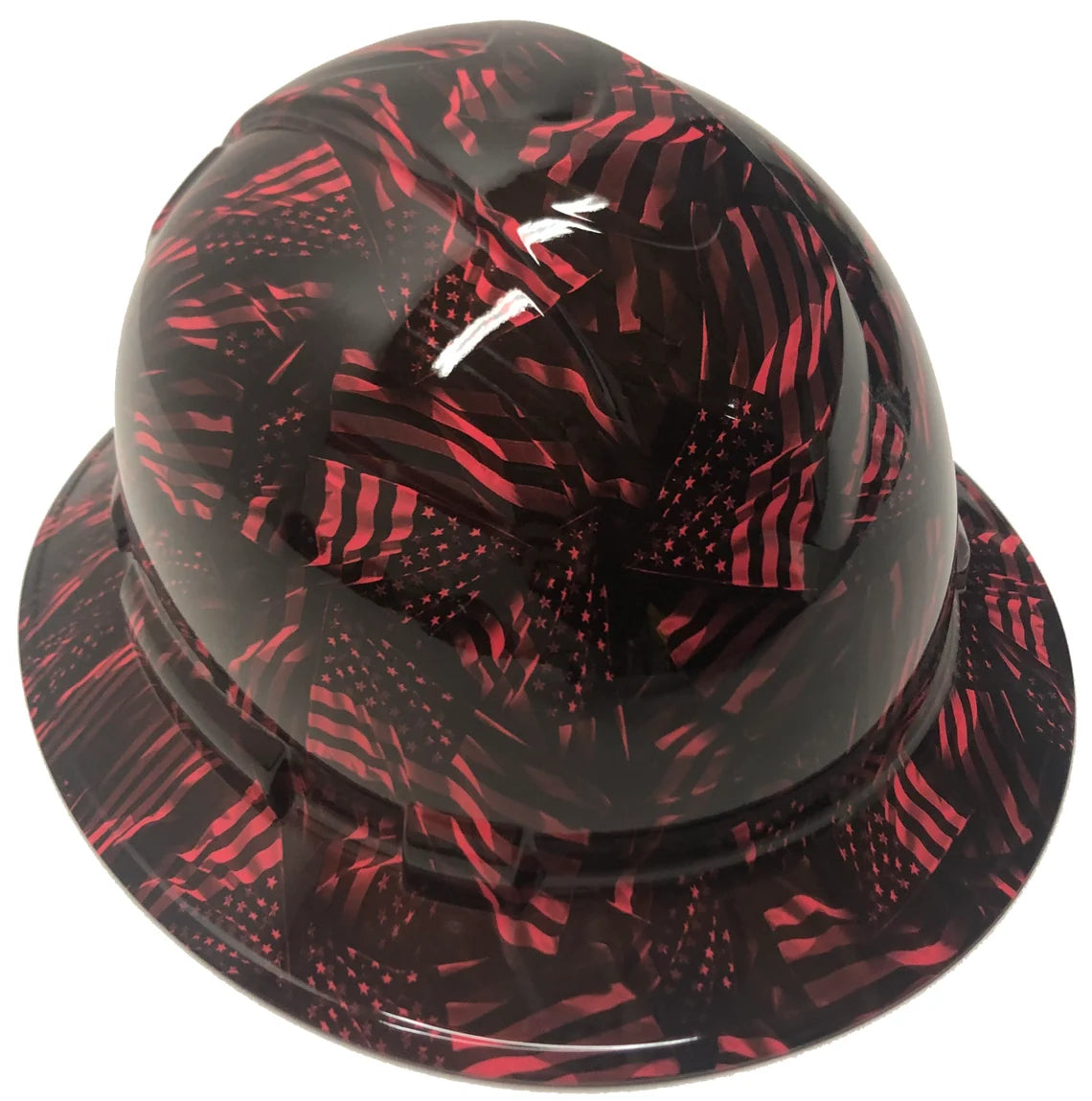 Custom Hydro Dipped Hard Hat Ridgeline Full Brim Pink Negative American Flags