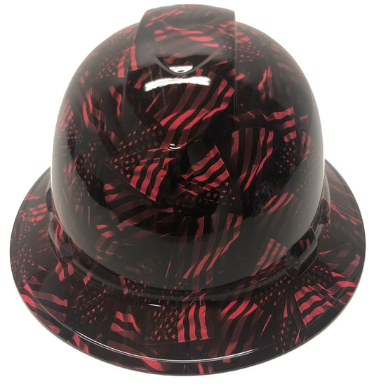 Custom Hydro Dipped Hard Hat Ridgeline Full Brim Pink Negative American Flags