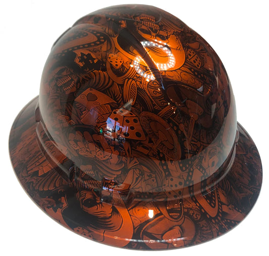 Custom Hydro Dipped Hard Hat Ridgeline Full Brim Orange Kandy Gambler