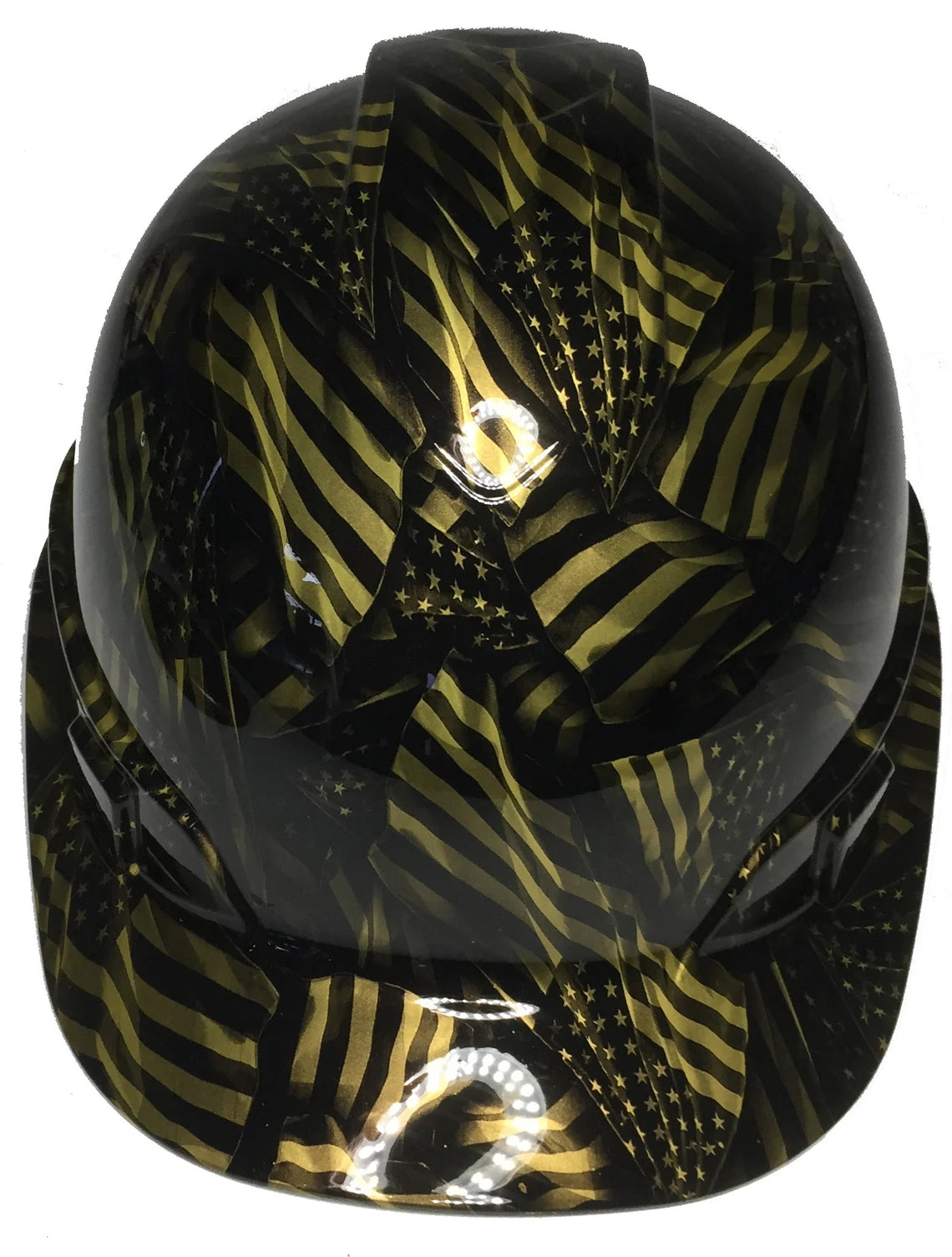 Custom Hydro Dipped Metallic Gold Negative American Flags Ridgeline Cap Style