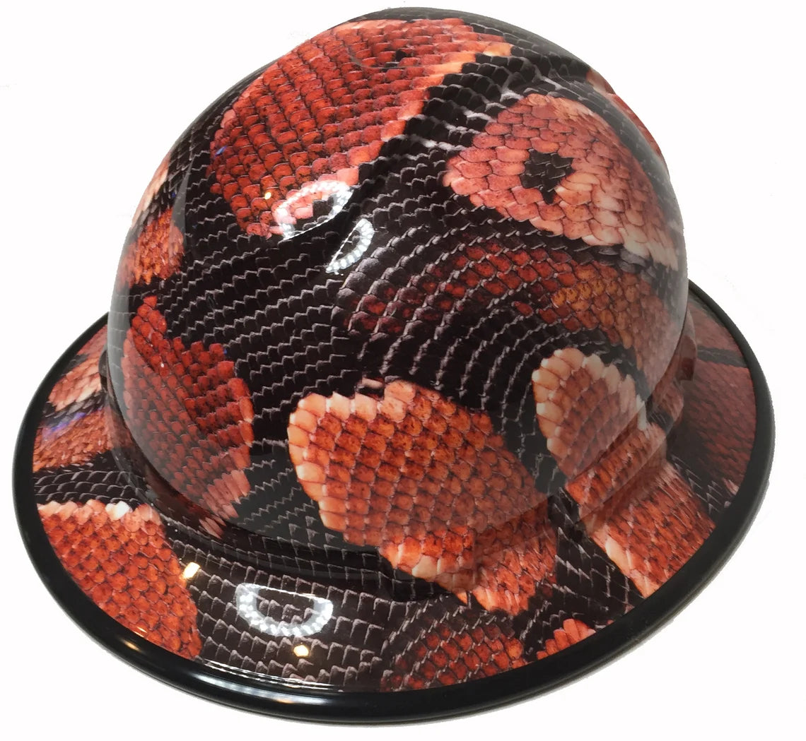 Hard Hat Ridgeline Full Brim Custom Boa Snake Skin Hydro Dipped With Black EdgeGard