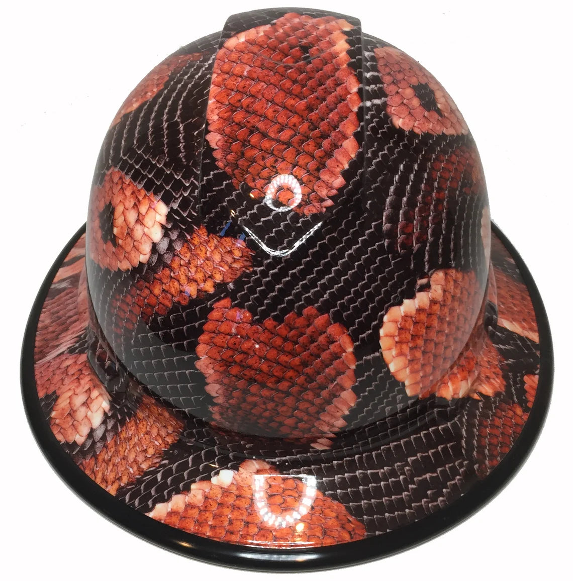 Hard Hat Ridgeline Full Brim Custom Boa Snake Skin Hydro Dipped With Black EdgeGard