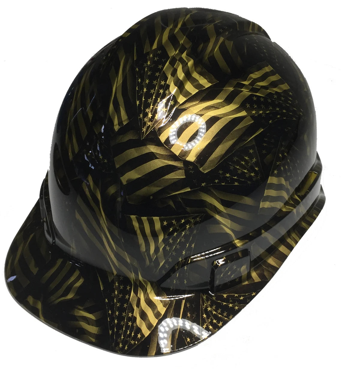 Custom Hydro Dipped Metallic Gold Negative American Flags Ridgeline Cap Style