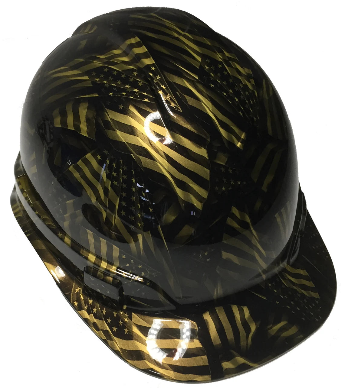 Custom Hydro Dipped Metallic Gold Negative American Flags Ridgeline Cap Style