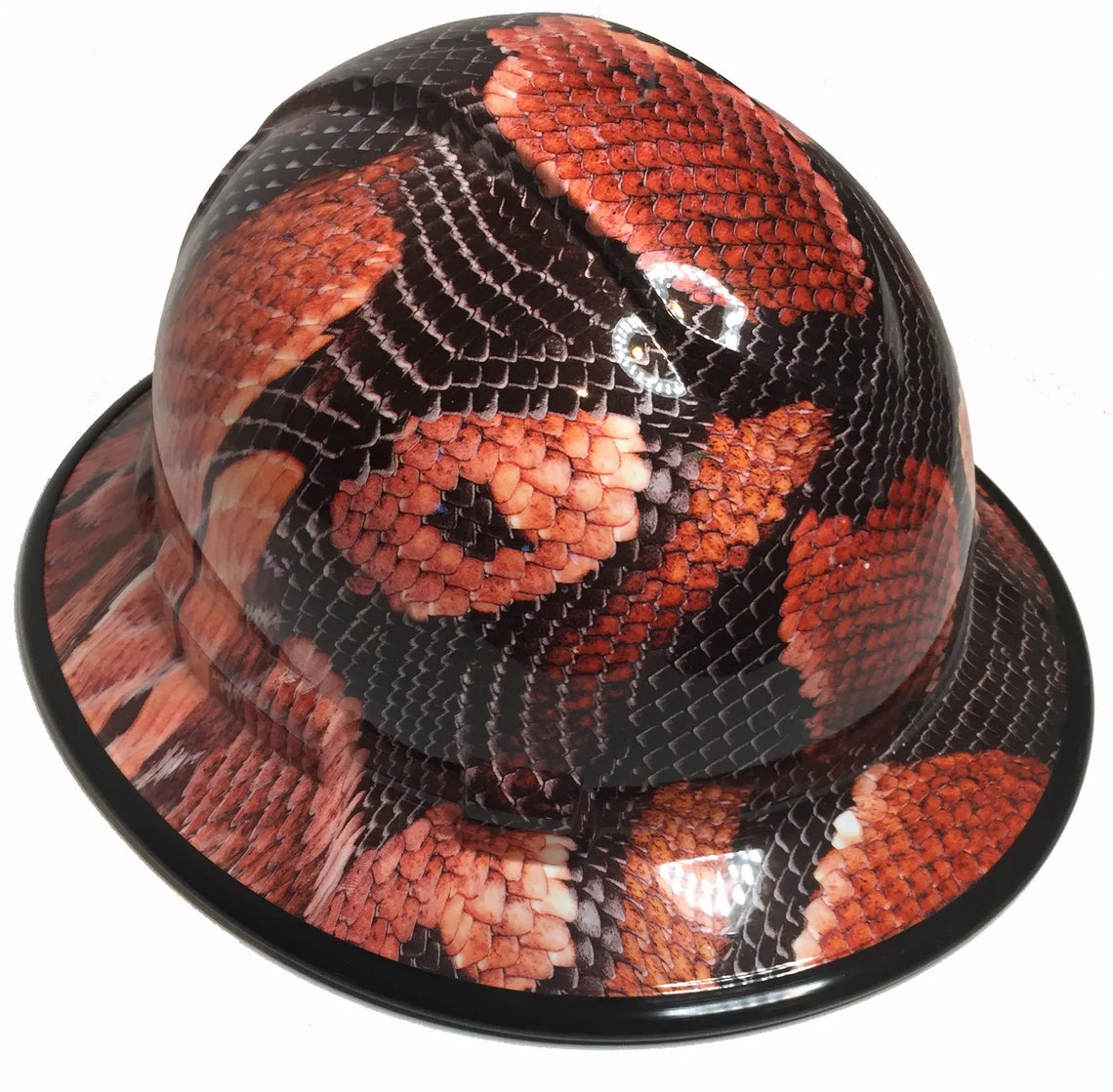 Hard Hat Ridgeline Full Brim Custom Boa Snake Skin Hydro Dipped With Black EdgeGard