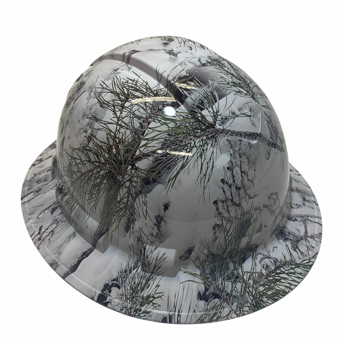 Custom Hard Hat White Thunder Ridge Camo Full Brim Ridgeline