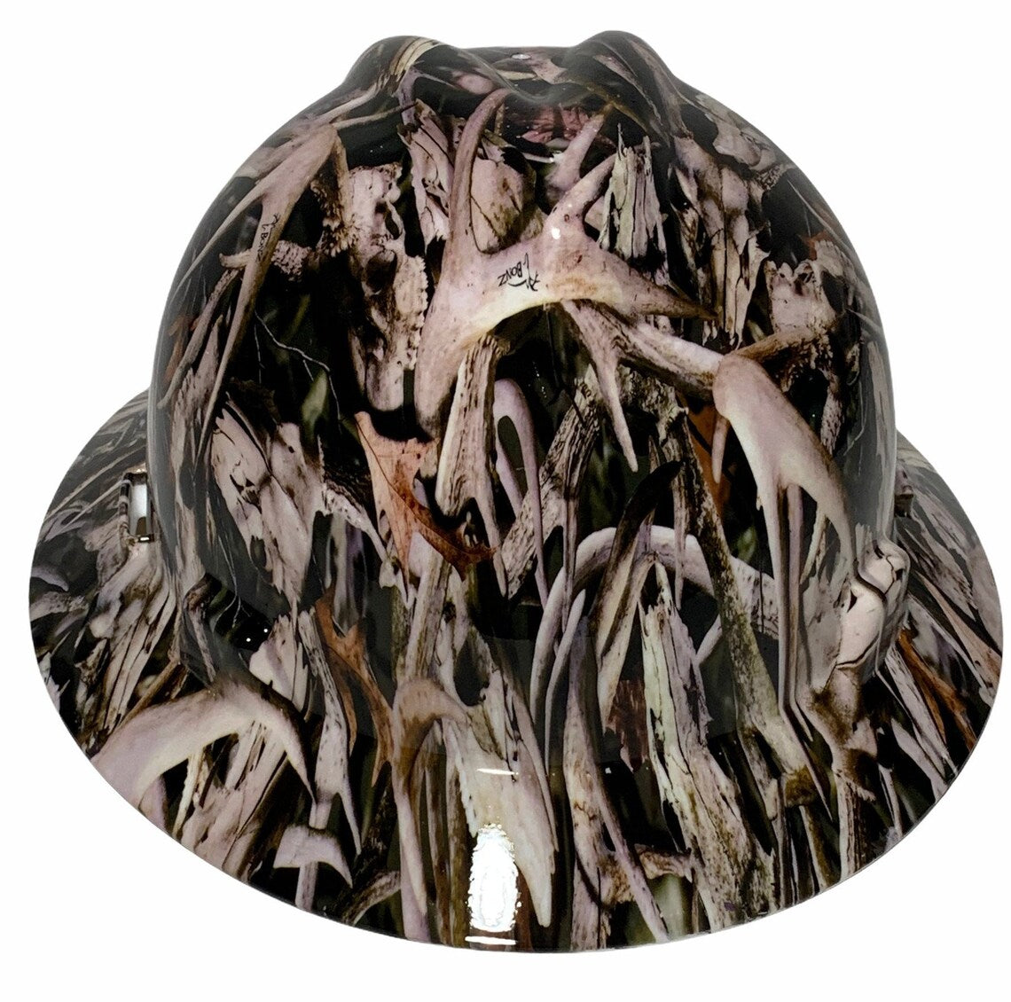 Custom Hard Hat Black Bonz Camo Hydro Dipped Full Brim MSA VGard