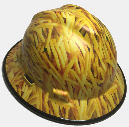 Hydro Dipped MSA Full Brim Hard Hat Custom Fries with Black EdgeGard