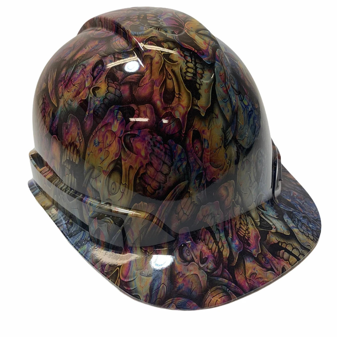 Custom Hydro Dipped Hard Hat Oil Slick Insanity Skulls Ridgeline Cap Style