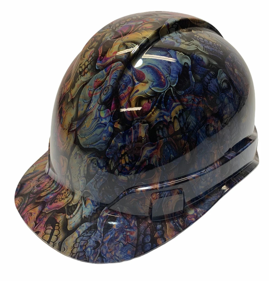 Custom Hydro Dipped Hard Hat Oil Slick Insanity Skulls Ridgeline Cap Style