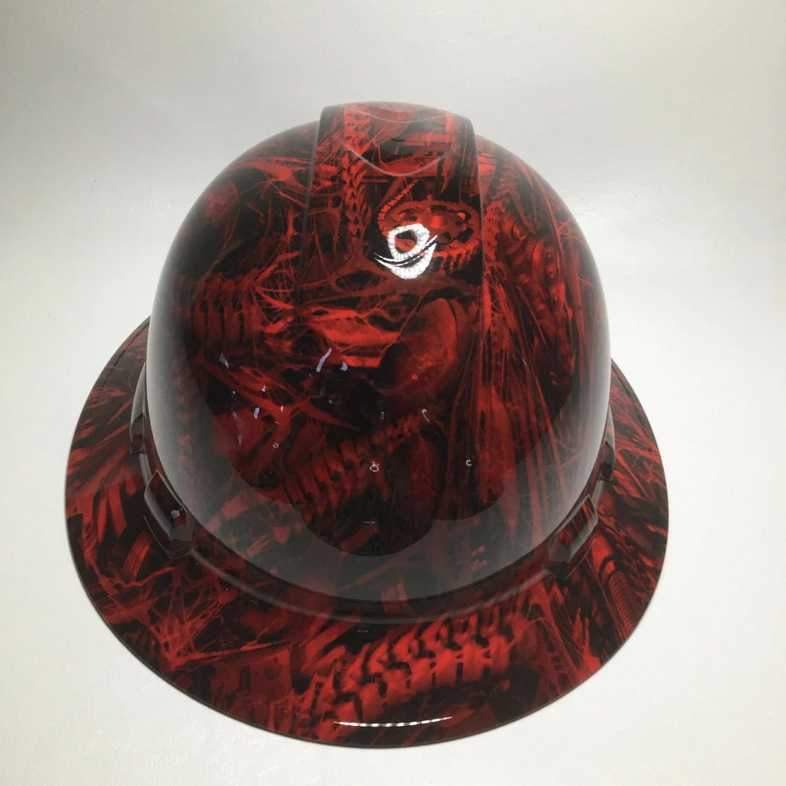 Custom Hard Hat Ridgeline Full Brim Red Bio Mechanical