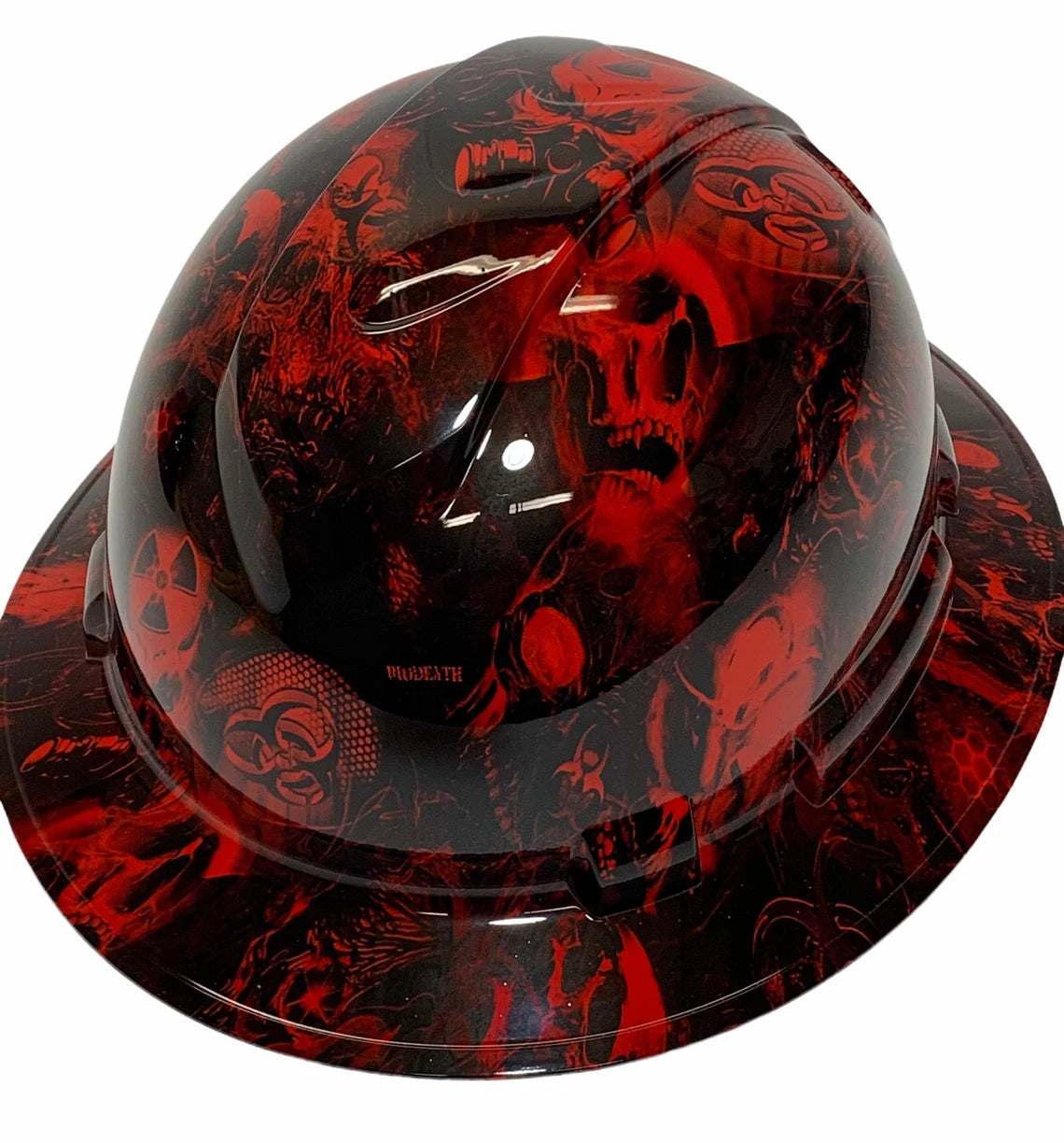 Hydro Dipped Hard Hat Ridgeline Full Brim Custom Red Bio Death