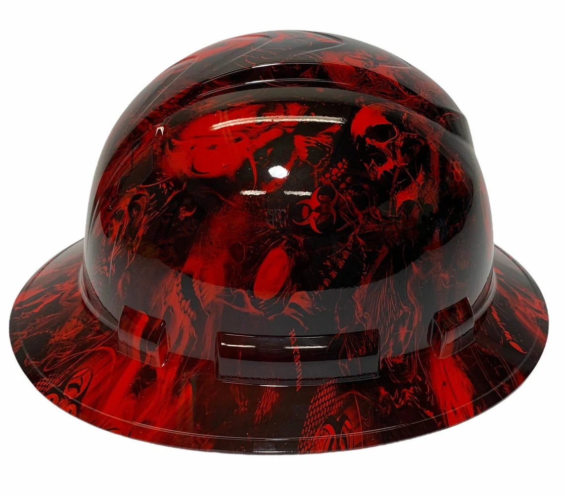 Hydro Dipped Hard Hat Ridgeline Full Brim Custom Red Bio Death