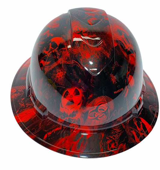 Hydro Dipped Hard Hat Ridgeline Full Brim Custom Red Bio Death