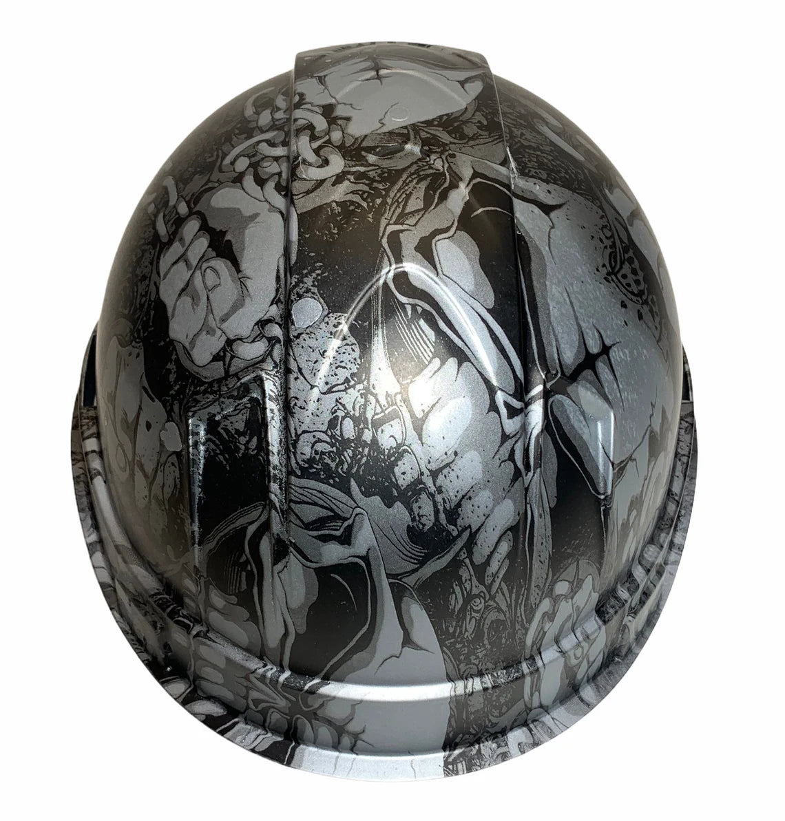 Hard Hat Ridgeline Cap Style Custom Silver Metallic Gnarly Chains and Skulls