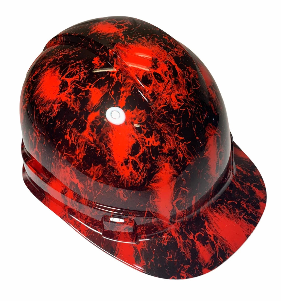 Hard Hat Ridgeline Cap Style Custom Red Small Flaming Skulls