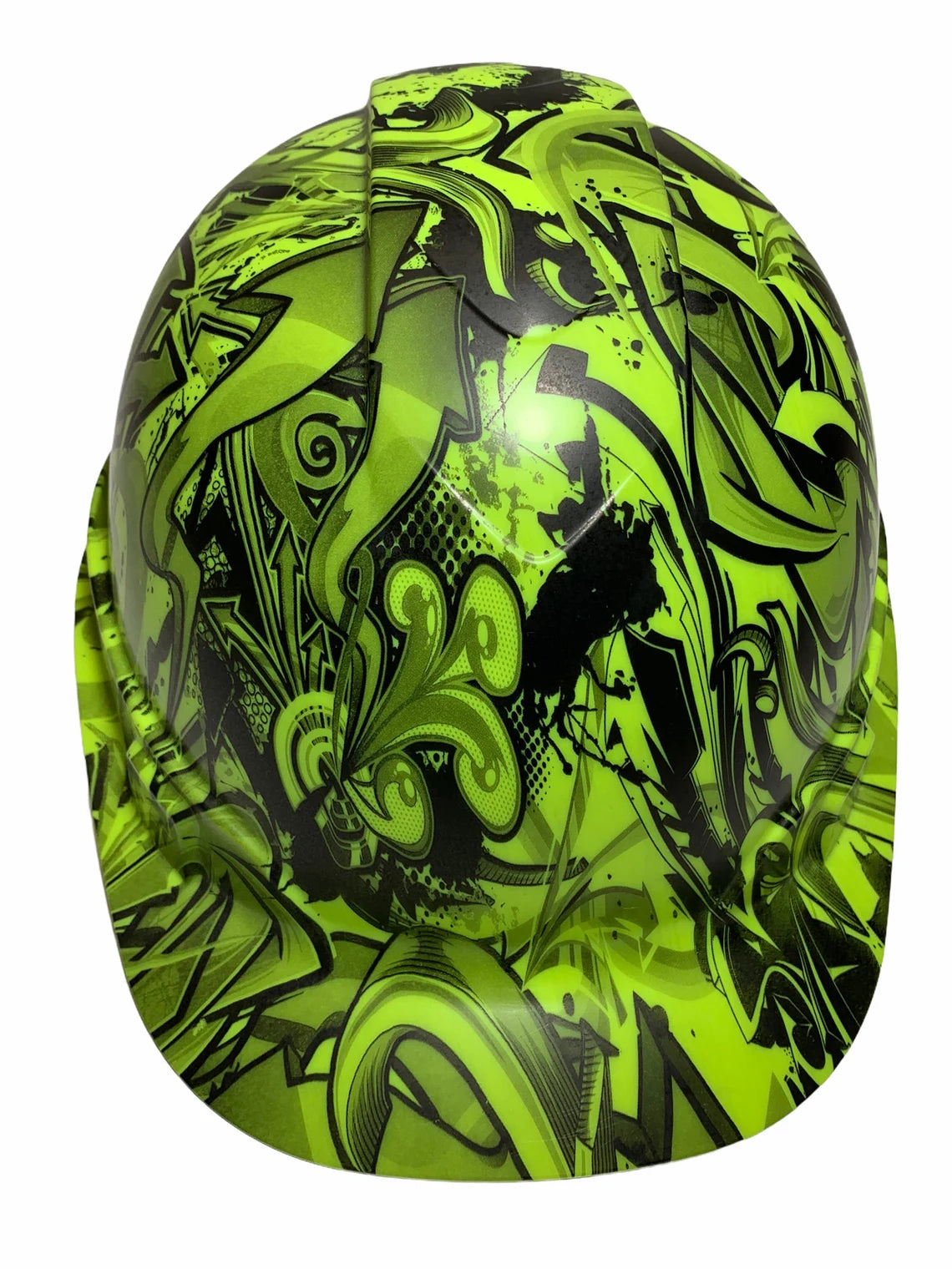 Custom Hydro Dipped HiVis Green Graffiti Ridgeline Cap Style Hard Hat